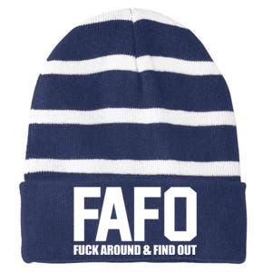 FAFO Fuck Around & Find Out Striped Beanie with Solid Band