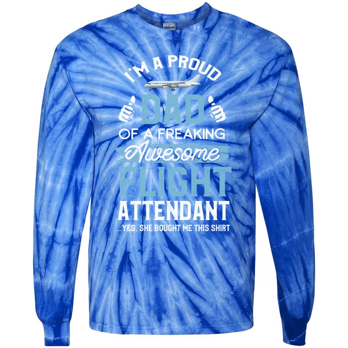 Flight Attendanfunny Gift For Dad Father Flight Attendant Gift Tie-Dye Long Sleeve Shirt