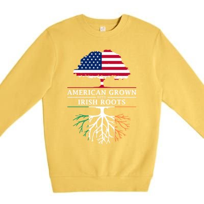 Funny American Grown With Irish Roots Ireland Gift Premium Crewneck Sweatshirt