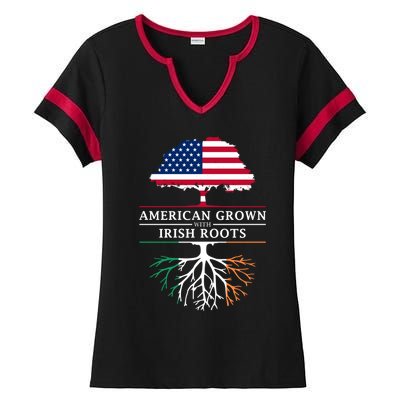 Funny American Grown With Irish Roots Ireland Gift Ladies Halftime Notch Neck Tee