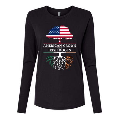 Funny American Grown With Irish Roots Ireland Gift Womens Cotton Relaxed Long Sleeve T-Shirt