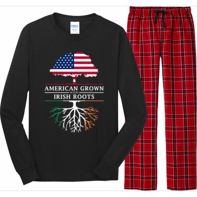 Funny American Grown With Irish Roots Ireland Gift Long Sleeve Pajama Set