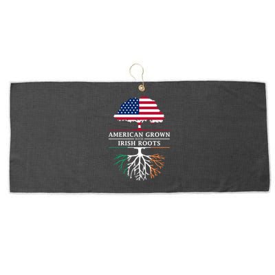 Funny American Grown With Irish Roots Ireland Gift Large Microfiber Waffle Golf Towel