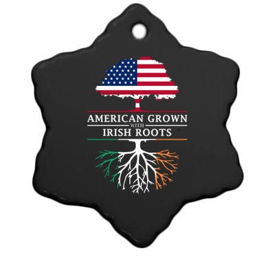 Funny American Grown With Irish Roots Ireland Gift Ceramic Star Ornament