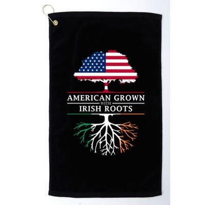 Funny American Grown With Irish Roots Ireland Gift Platinum Collection Golf Towel