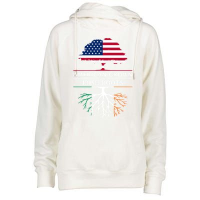 Funny American Grown With Irish Roots Ireland Gift Womens Funnel Neck Pullover Hood