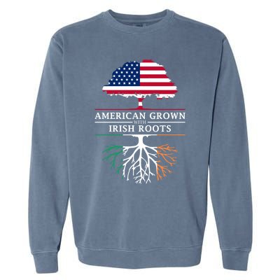 Funny American Grown With Irish Roots Ireland Gift Garment-Dyed Sweatshirt