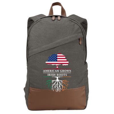 Funny American Grown With Irish Roots Ireland Gift Cotton Canvas Backpack