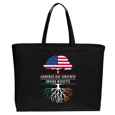 Funny American Grown With Irish Roots Ireland Gift Cotton Canvas Jumbo Tote