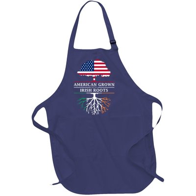 Funny American Grown With Irish Roots Ireland Gift Full-Length Apron With Pockets