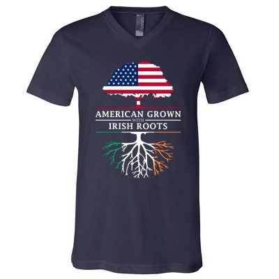 Funny American Grown With Irish Roots Ireland Gift V-Neck T-Shirt