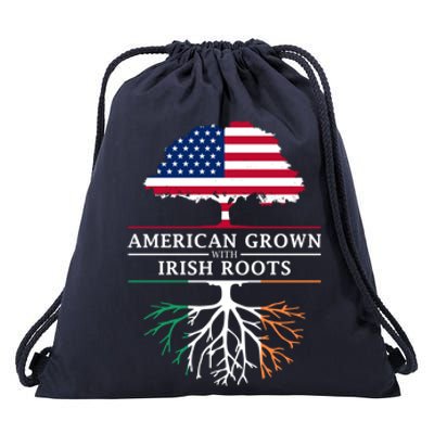 Funny American Grown With Irish Roots Ireland Gift Drawstring Bag