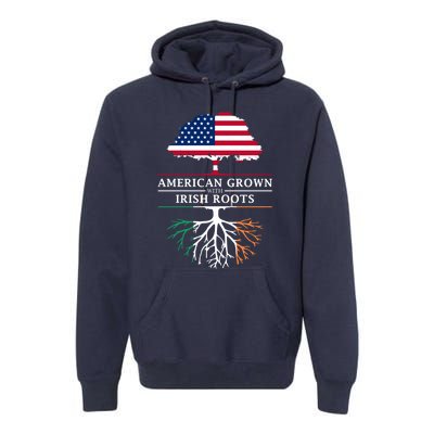 Funny American Grown With Irish Roots Ireland Gift Premium Hoodie