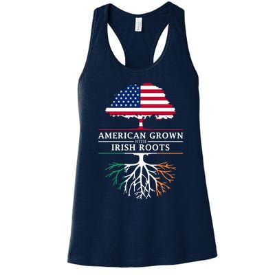 Funny American Grown With Irish Roots Ireland Gift Women's Racerback Tank