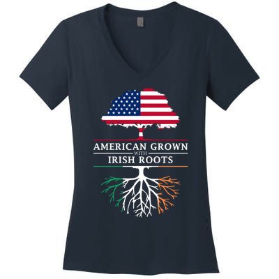 Funny American Grown With Irish Roots Ireland Gift Women's V-Neck T-Shirt