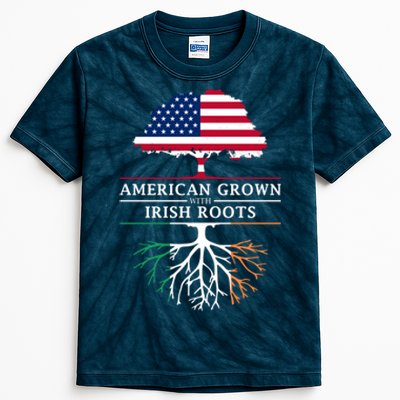 Funny American Grown With Irish Roots Ireland Gift Kids Tie-Dye T-Shirt