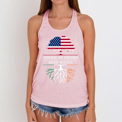 Funny American Grown With Irish Roots Ireland Gift Women's Knotted Racerback Tank