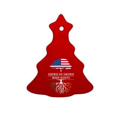 Funny American Grown With Irish Roots Ireland Gift Ceramic Tree Ornament