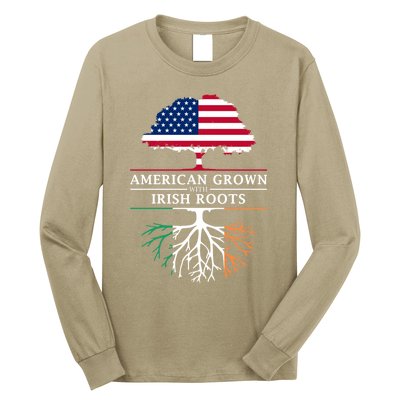 Funny American Grown With Irish Roots Ireland Gift Long Sleeve Shirt