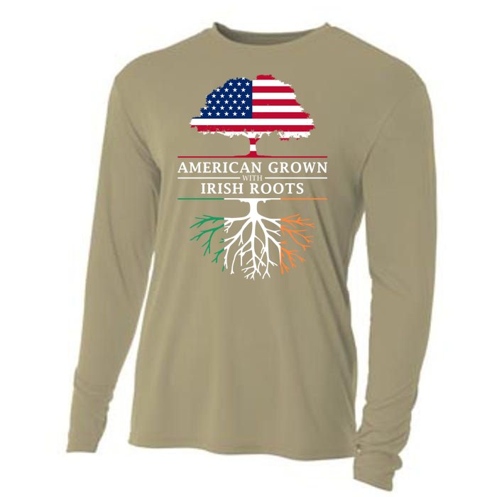 Funny American Grown With Irish Roots Ireland Gift Cooling Performance Long Sleeve Crew