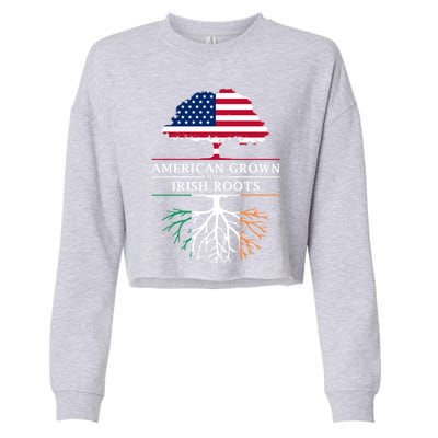 Funny American Grown With Irish Roots Ireland Gift Cropped Pullover Crew