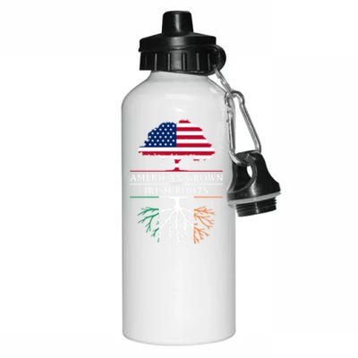 Funny American Grown With Irish Roots Ireland Gift Aluminum Water Bottle