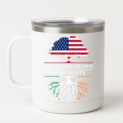 Funny American Grown With Irish Roots Ireland Gift 12 oz Stainless Steel Tumbler Cup