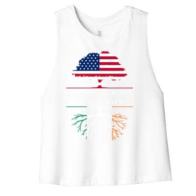 Funny American Grown With Irish Roots Ireland Gift Women's Racerback Cropped Tank