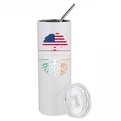 Funny American Grown With Irish Roots Ireland Gift Stainless Steel Tumbler