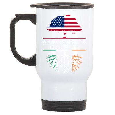 Funny American Grown With Irish Roots Ireland Gift Stainless Steel Travel Mug