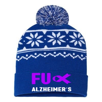 Fuck Alzheimer's Gift Fuck Detia Alzheimer's Awareness Gift USA-Made Snowflake Beanie