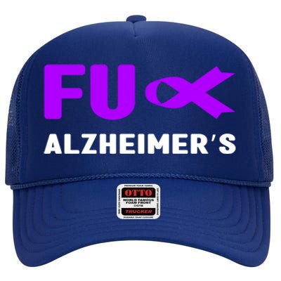 Fuck Alzheimer's Gift Fuck Detia Alzheimer's Awareness Gift High Crown Mesh Back Trucker Hat