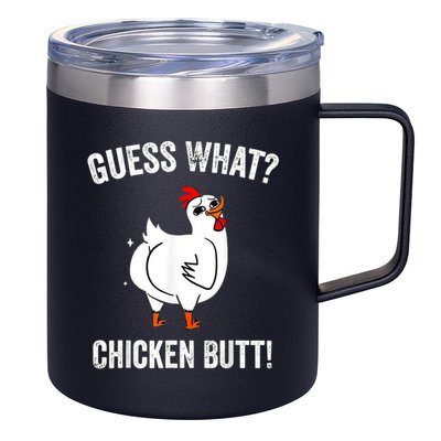 Funny Animal Guess What Chicken Butt Cute Chickens Buffs 12oz Stainless Steel Coffee Mug