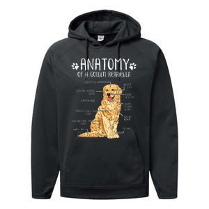 Funny Anatomy Golden Retriever Dog Lover Performance Fleece Hoodie