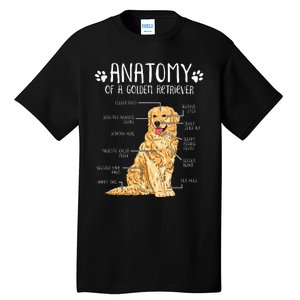 Funny Anatomy Golden Retriever Dog Lover Tall T-Shirt