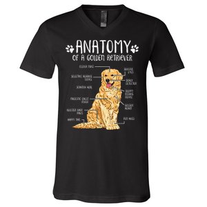 Funny Anatomy Golden Retriever Dog Lover V-Neck T-Shirt