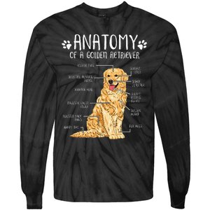 Funny Anatomy Golden Retriever Dog Lover Tie-Dye Long Sleeve Shirt