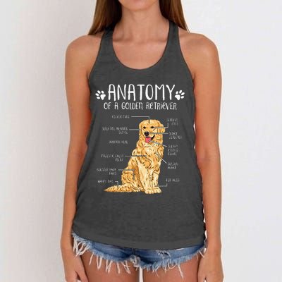 Funny Anatomy Golden Retriever Dog Lover Women's Knotted Racerback Tank