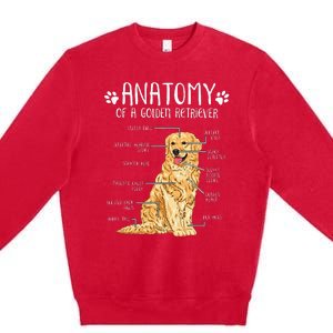 Funny Anatomy Golden Retriever Dog Lover Premium Crewneck Sweatshirt