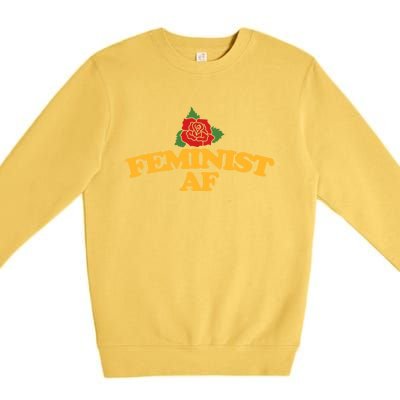 Feminist Af Gift Feminism Red Rose Design Feminist Art Premium Crewneck Sweatshirt