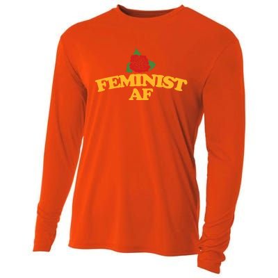 Feminist Af Gift Feminism Red Rose Design Feminist Art Cooling Performance Long Sleeve Crew