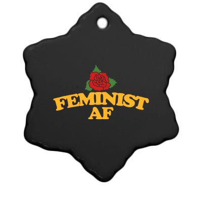 Feminist Af Gift Feminism Red Rose Design Feminist Art Ceramic Star Ornament