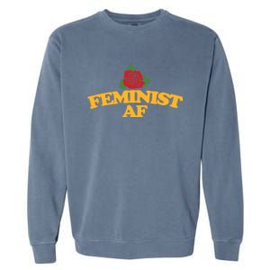 Feminist Af Gift Feminism Red Rose Design Feminist Art Garment-Dyed Sweatshirt