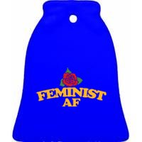 Feminist Af Gift Feminism Red Rose Design Feminist Art Ceramic Bell Ornament