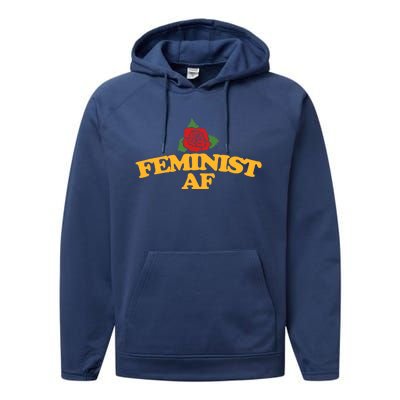 Feminist Af Gift Feminism Red Rose Design Feminist Art Performance Fleece Hoodie