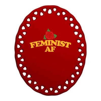 Feminist Af Gift Feminism Red Rose Design Feminist Art Ceramic Oval Ornament