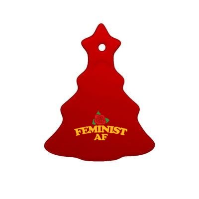 Feminist Af Gift Feminism Red Rose Design Feminist Art Ceramic Tree Ornament