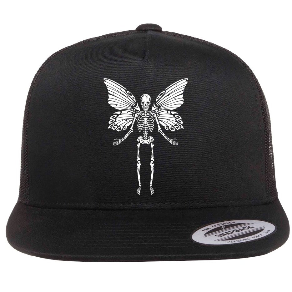 Fairycore Aesthetic Gothic Butterfly Skeleton Fairy Grunge Flat Bill Trucker Hat