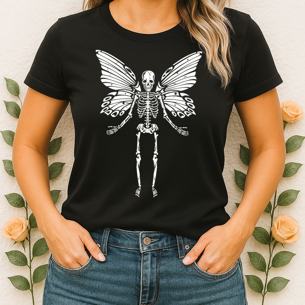 Fairycore Aesthetic Gothic Butterfly Skeleton Fairy Grunge Womens T-Shirt