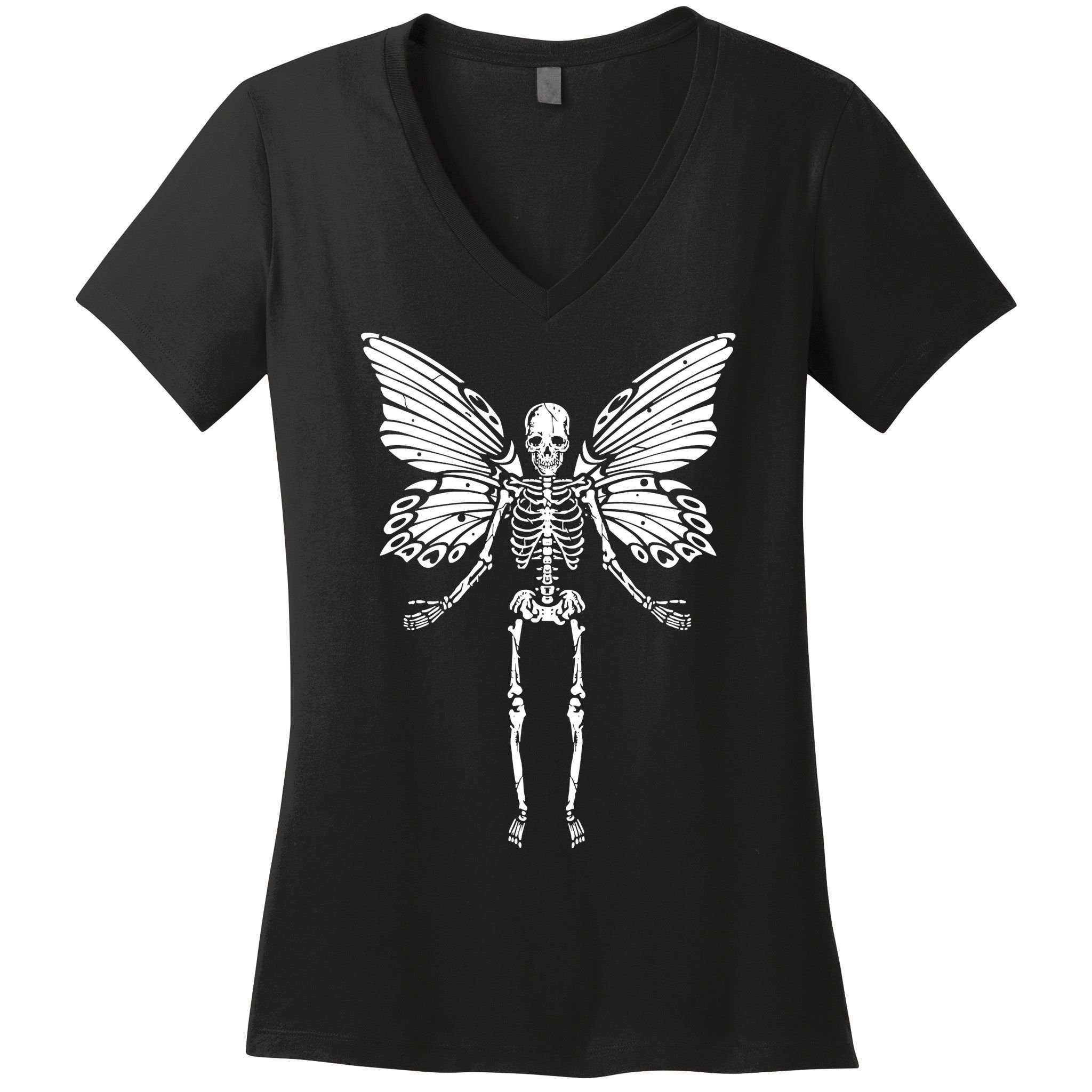 Fairycore Aesthetic Gothic Butterfly Skeleton Fairy Grunge Women's V-Neck T-Shirt